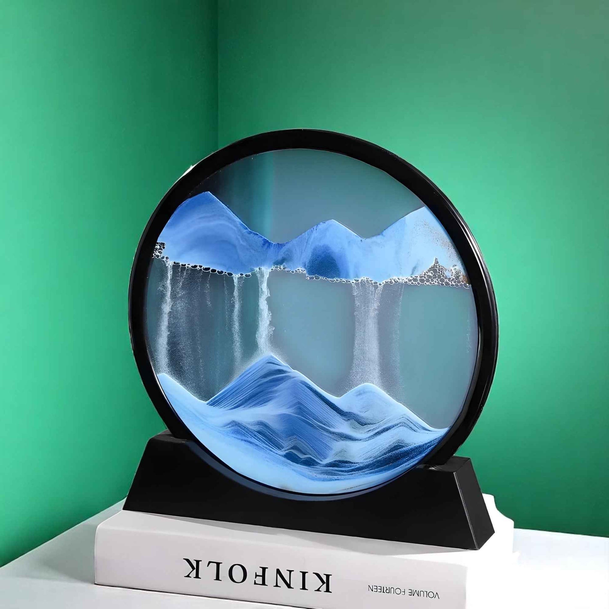 Art de sable : Décor Verre 3D Sable en Mouvement pour un Intérieur Élégant et Dynamique dans Bleu de Marche Lino