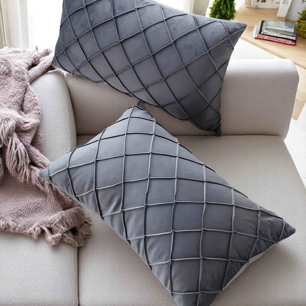 Housses de coussin : Housse de Coussin Grise Scandinave en Polyester élégante et moderne dans de Marche Lino