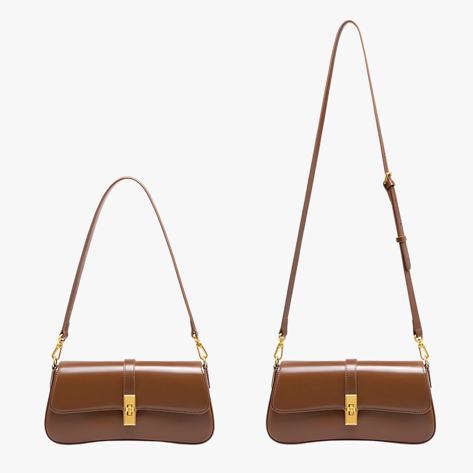 Luxuriöse schwarze Damen-Baguette-Tasche aus echtem Leder, elegant und kompakt