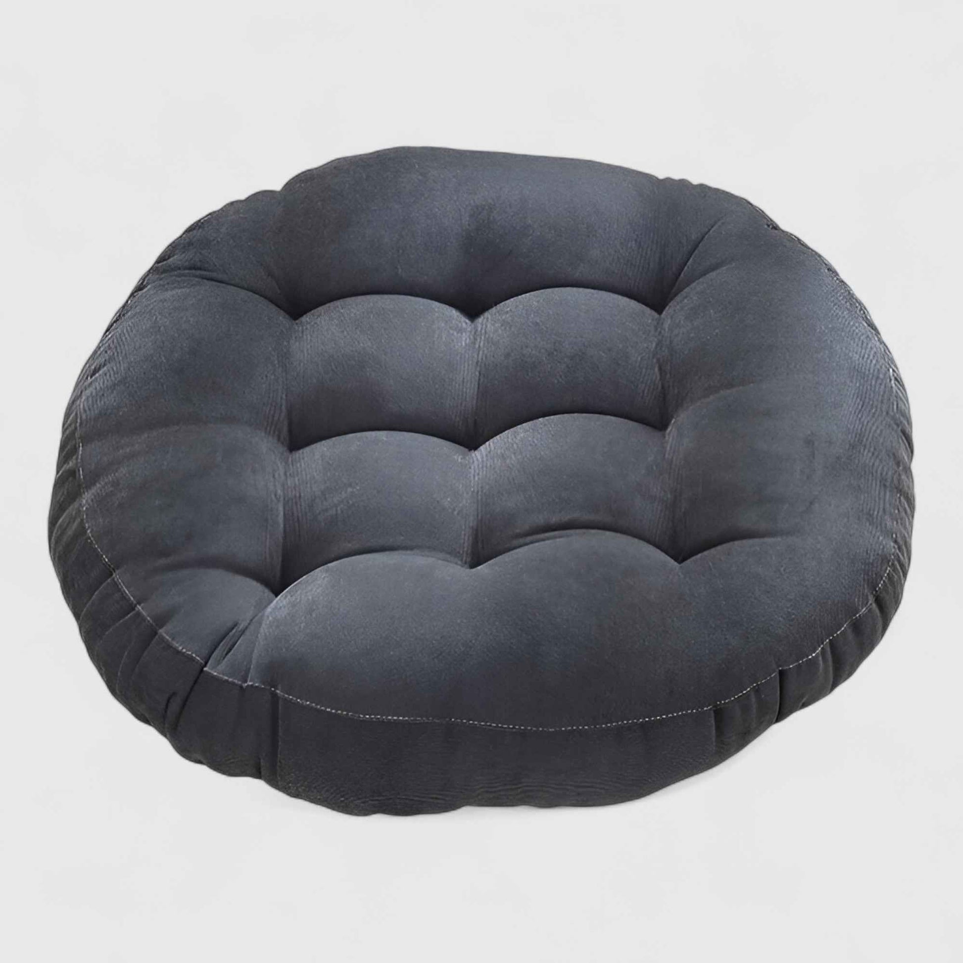Coussins : Coussin de Sol Rond en Chenille Épais pour Méditation et Détente - Confort Optimal avec Coussin de Méditation en Chenille dans Gris foncé de Marche Lino