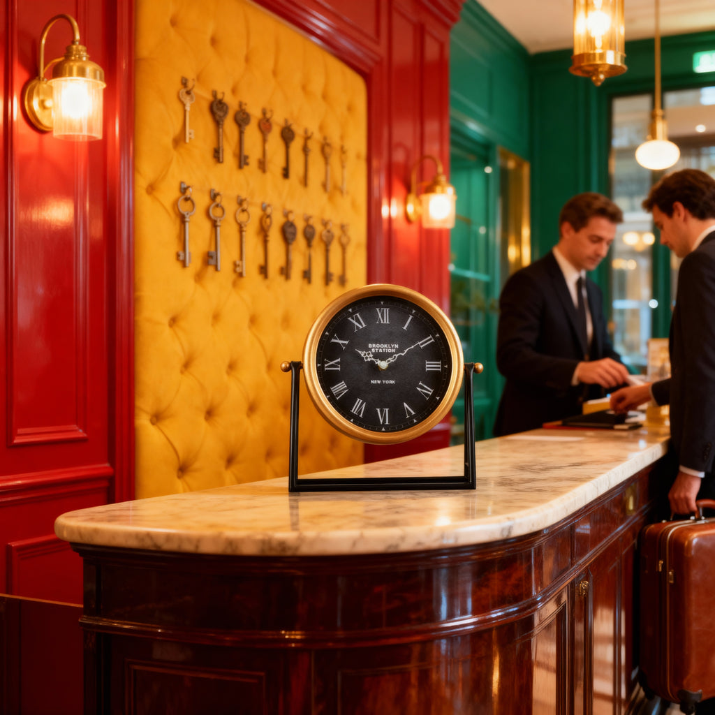 Horloge de Bureau Vintage – Cadre Doré – Mouvement Silencieux