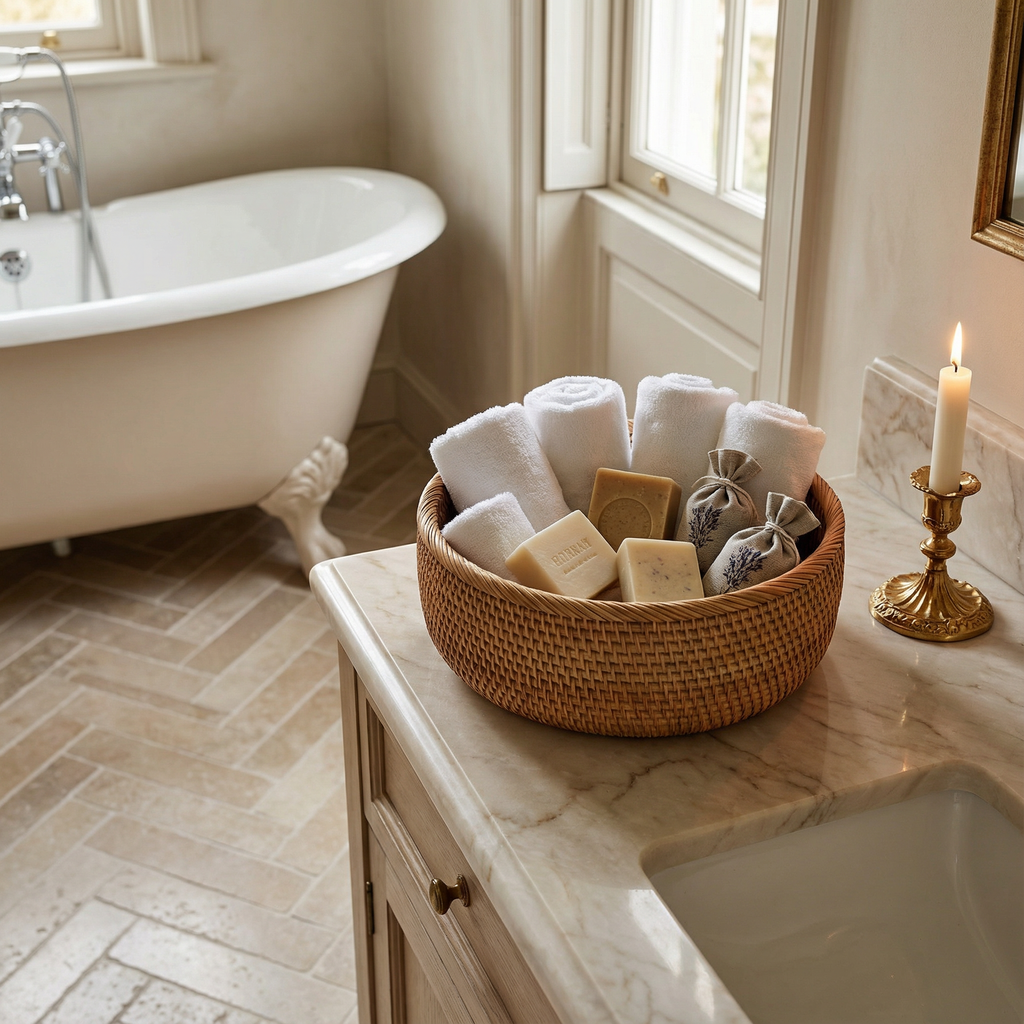 Panier de Rangement en Osier Tissé à la Main Lin