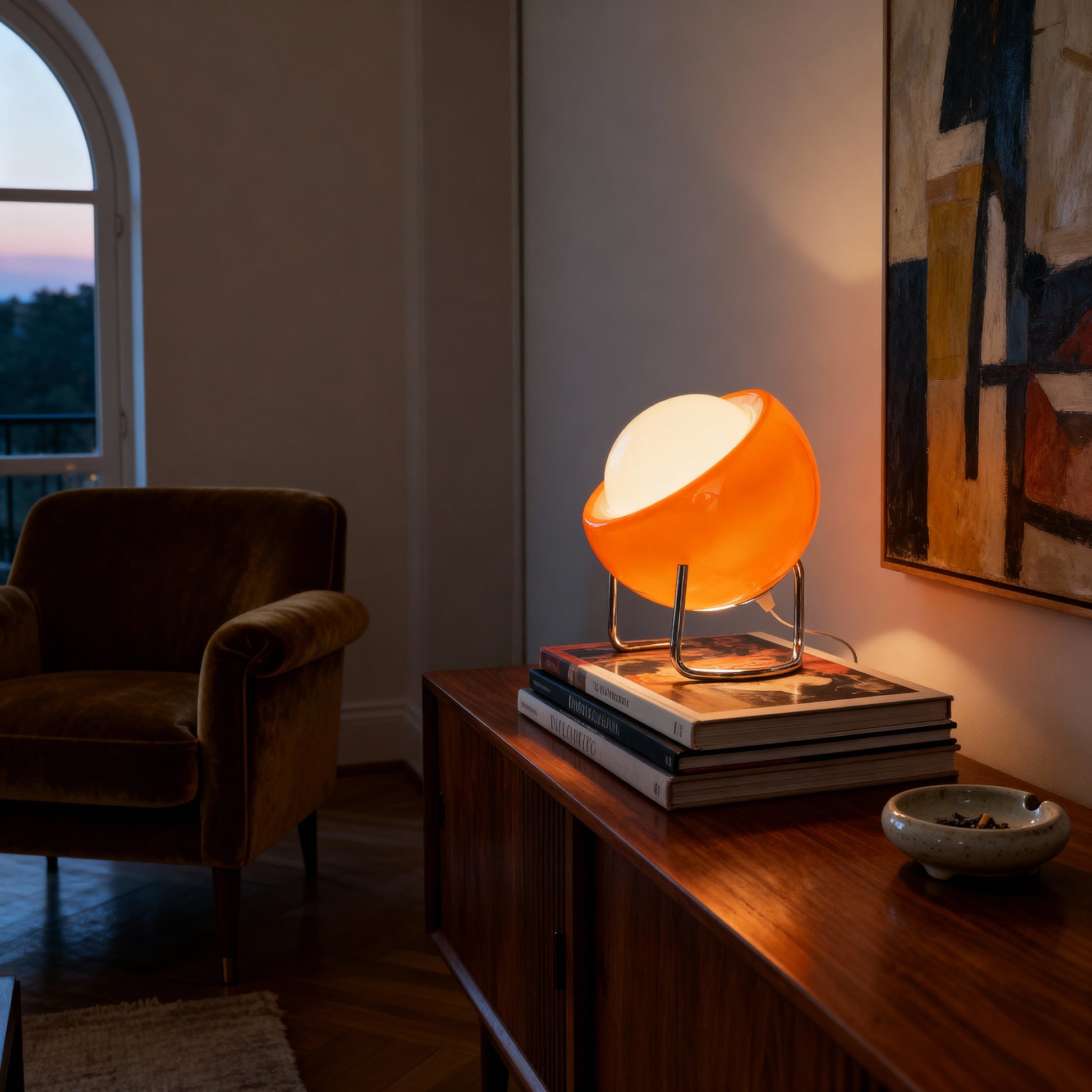 Lampe de Table en Verre Style Bauhaus – Orange ou Jaune