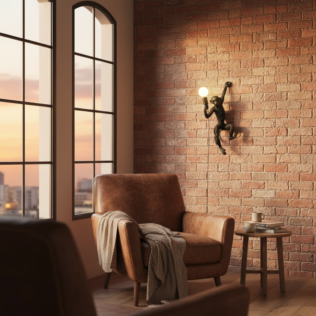 Applique Murale en Résine – Forme Singe, Style Décoratif