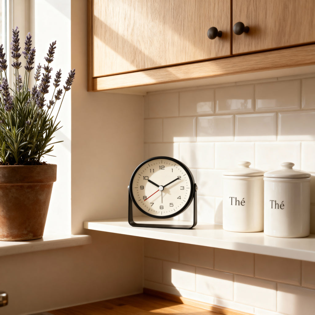 Réveil Analogique Silencieux Vintage – Noir