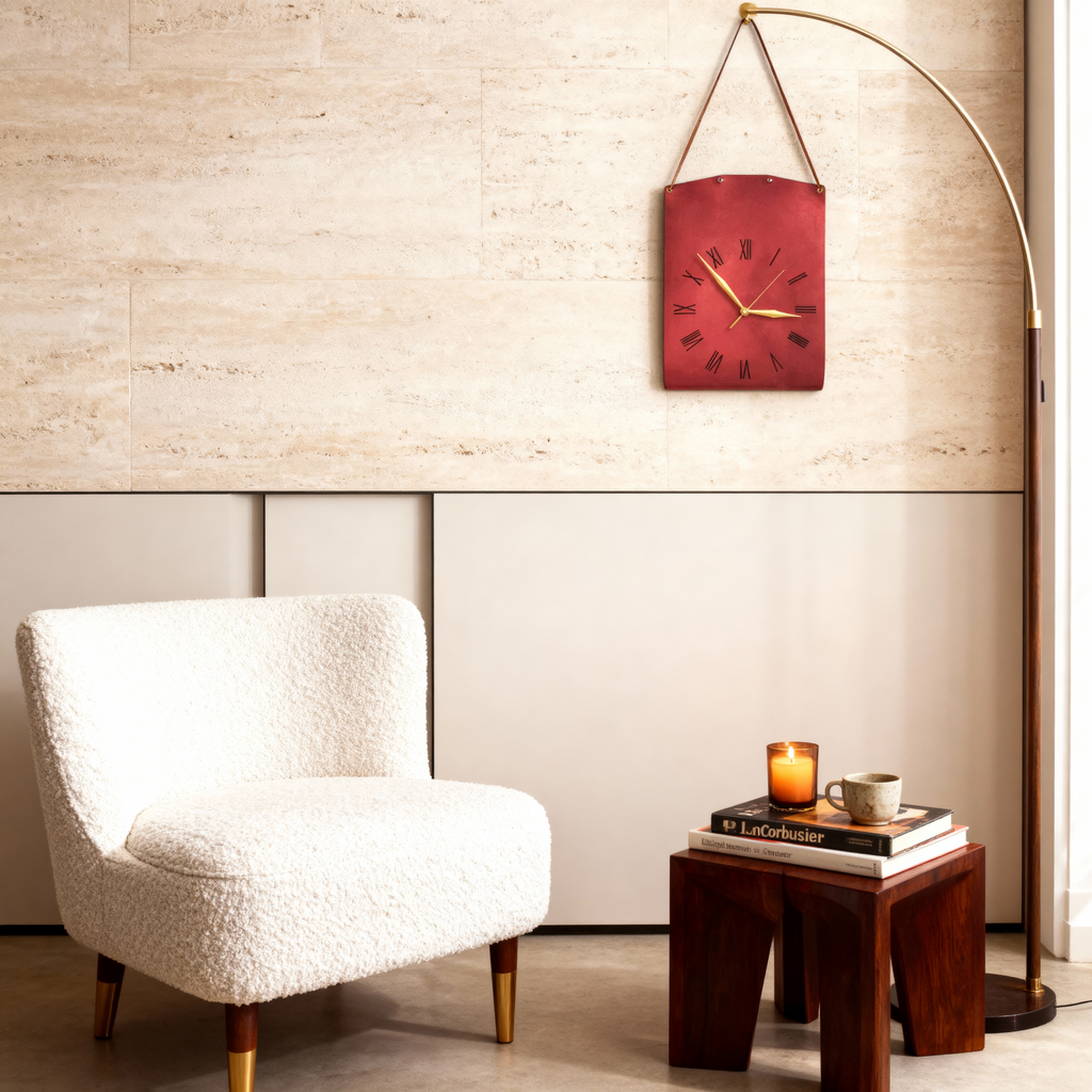 Montre Murale avec Sangle en Simili Cuir – Chiffres Romains