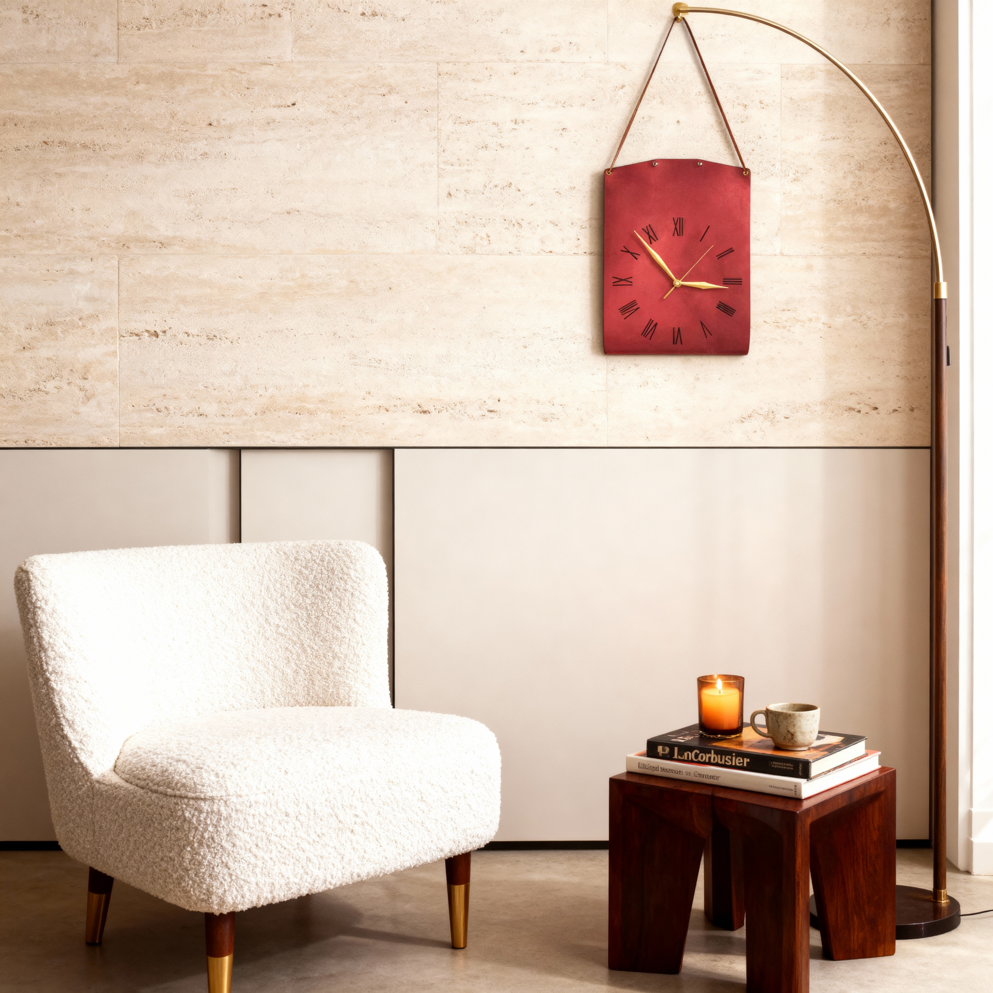 Montre Murale avec Sangle en Simili Cuir – Chiffres Romains