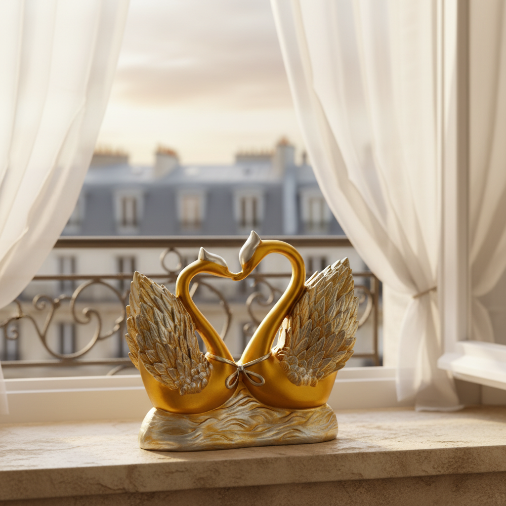 Ornement Homme de Cygne en Forme de Cœur