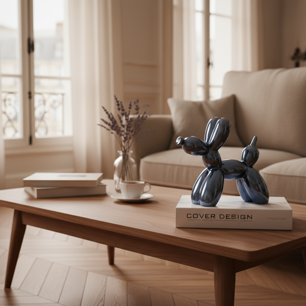 Sculpture Chien Ballon Colorée en Céramique – Déco Moderne