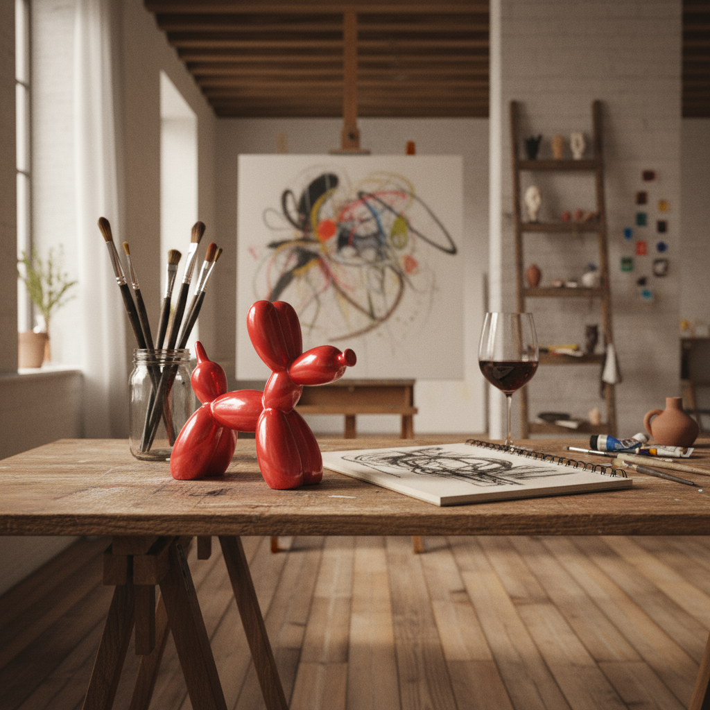 Sculpture Chien Ballon Colorée en Céramique – Déco Moderne