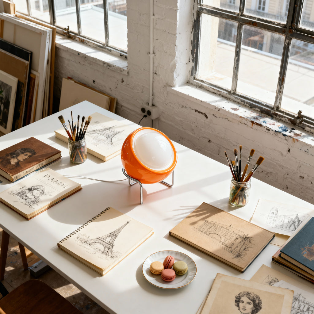 Lampe de Table en Verre Style Bauhaus – Orange ou Jaune