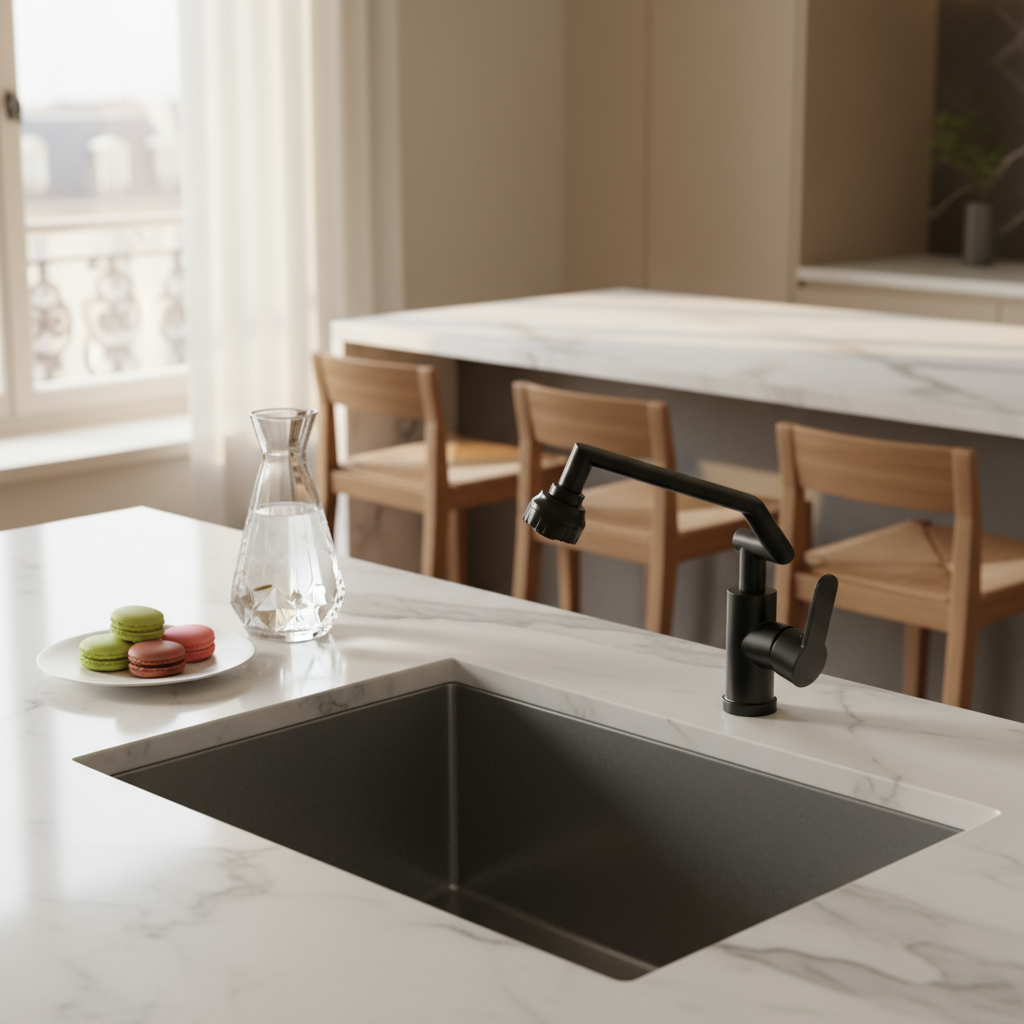 Robinet Mitigeur de Cuisine à Double Jet Métal