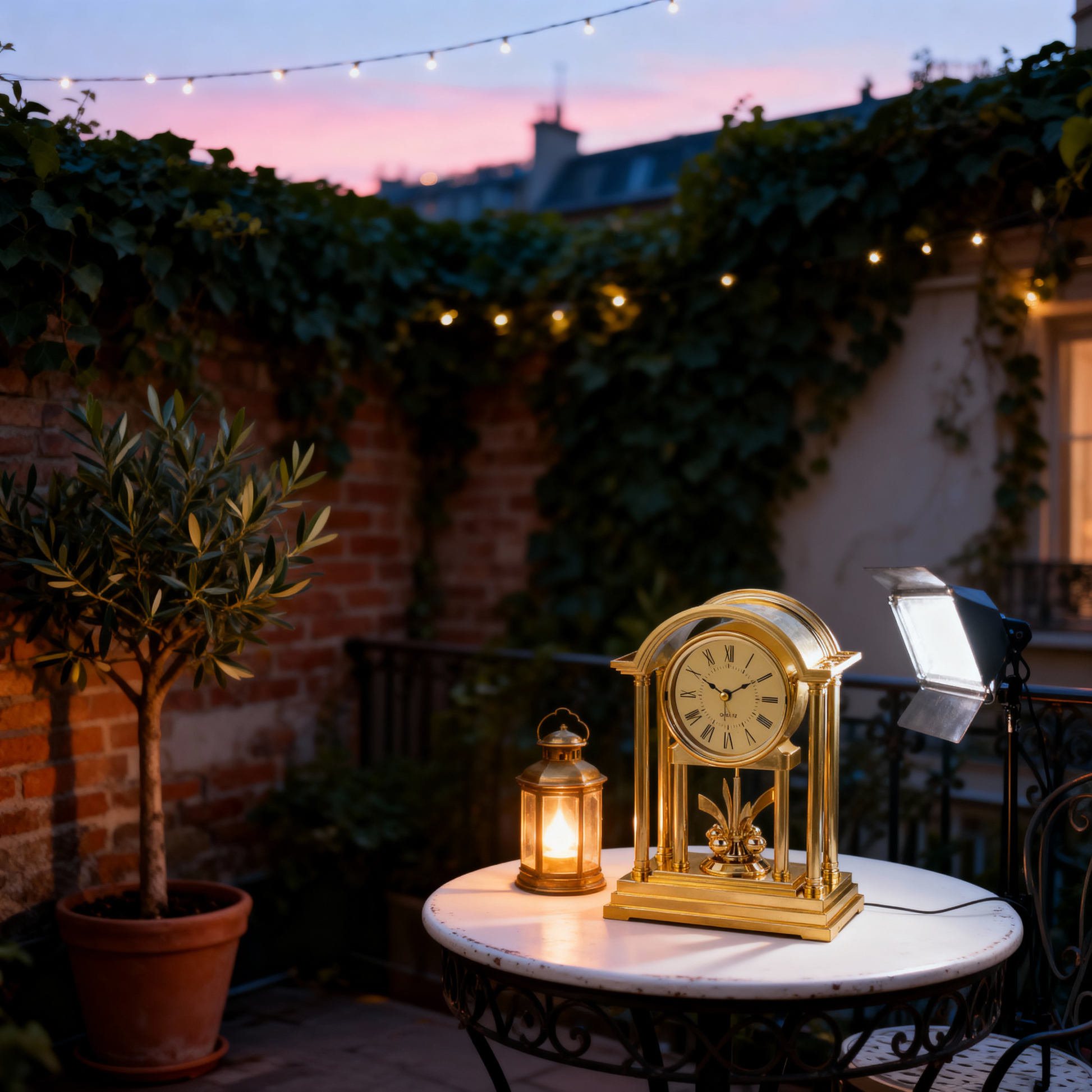 Horloge à Quartz de Table Style Classique – Finition Dorée avec Chiffres Romains