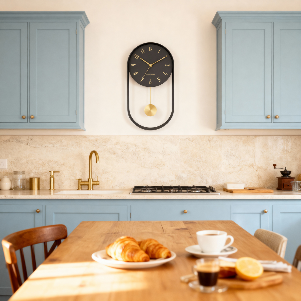 Horloge Murale Moderne en Métal avec Pendule – 40×20 cm