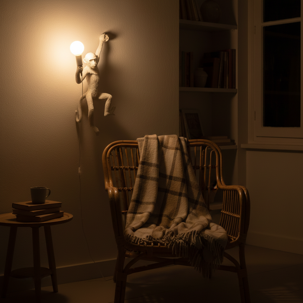 Applique Murale en Résine – Forme Singe, Style Décoratif