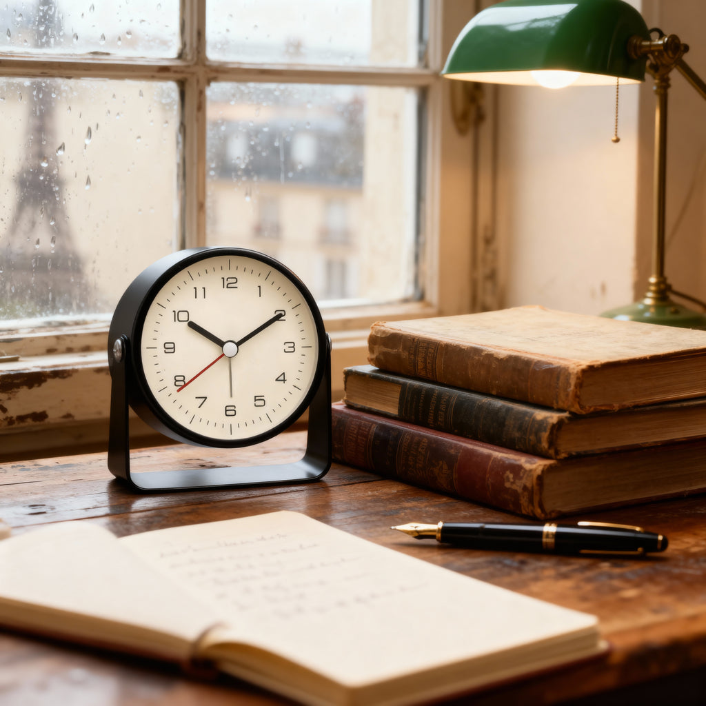 Réveil Analogique Silencieux Vintage – Noir