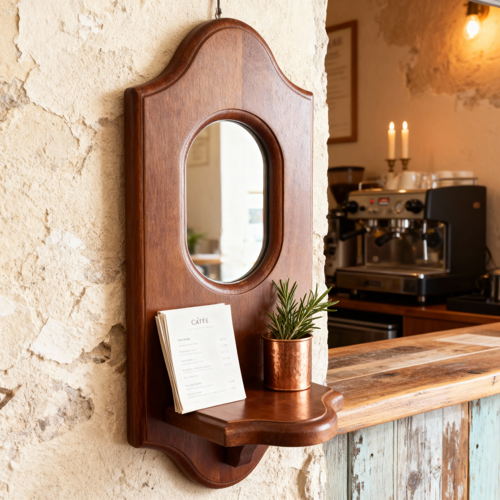 Miroir Mural Vintage Multifonctionnel avec Étagère