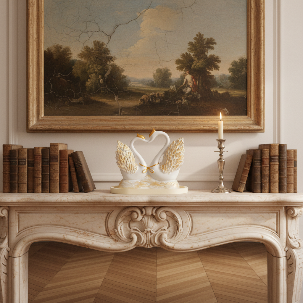 Ornement Homme de Cygne en Forme de Cœur