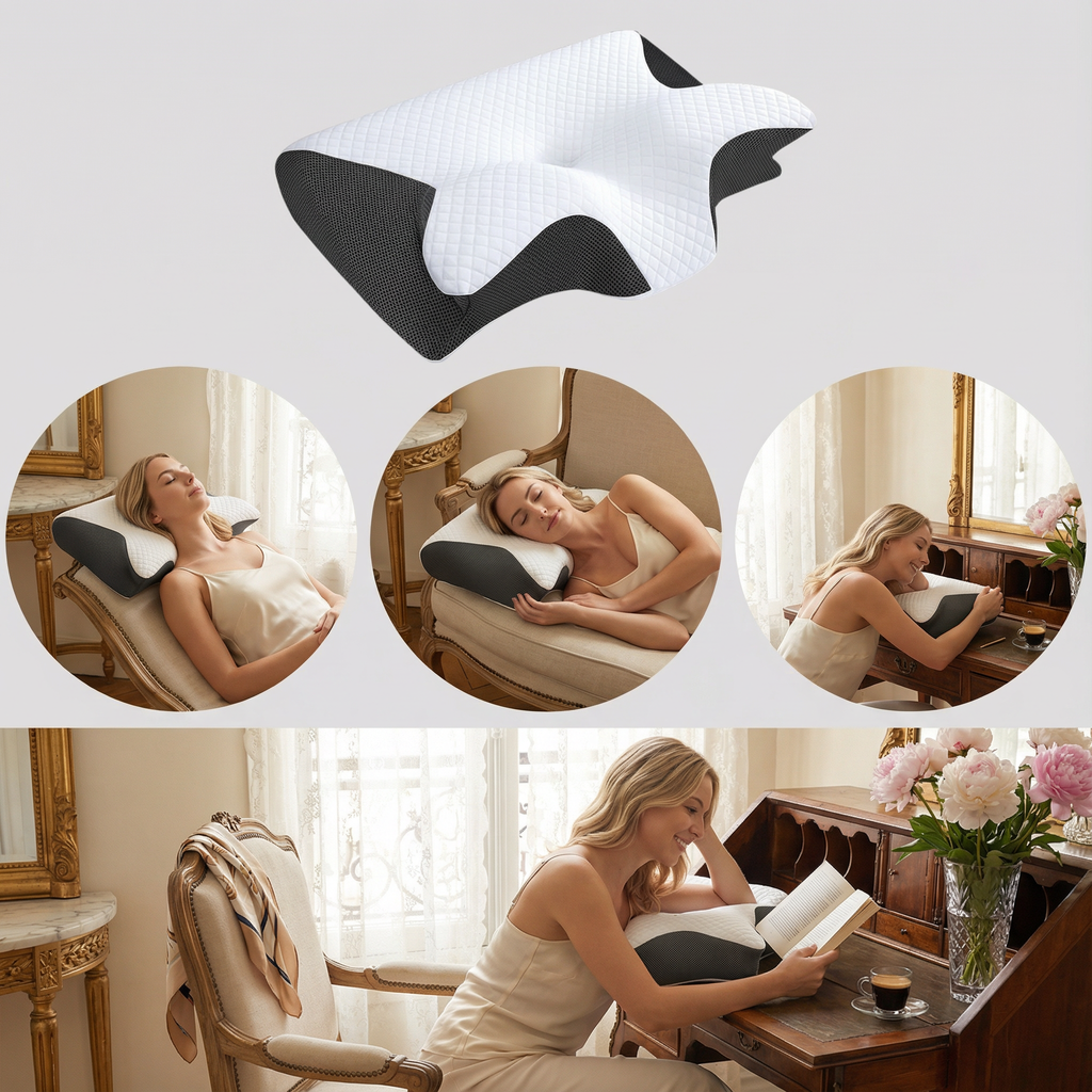 Oreiller Cervical Ergonomique en Mousse à Mémoire de Forme Polyester