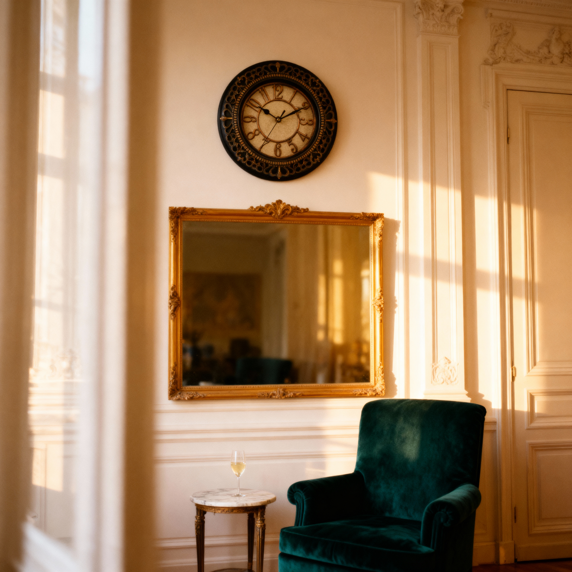 Horloge Murale Style Vintage avec Surface Miroir