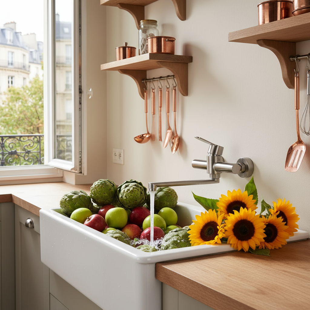 Mitigeur de Cuisine Mural en Acier Inoxydable – Finition Argentée