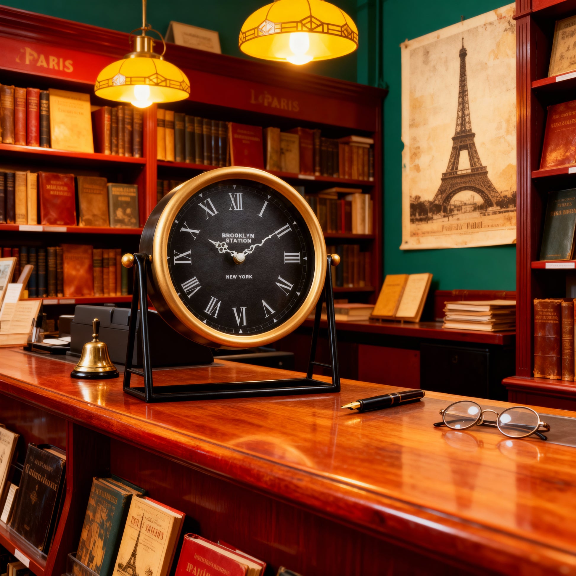 Horloge de Bureau Vintage – Cadre Doré – Mouvement Silencieux