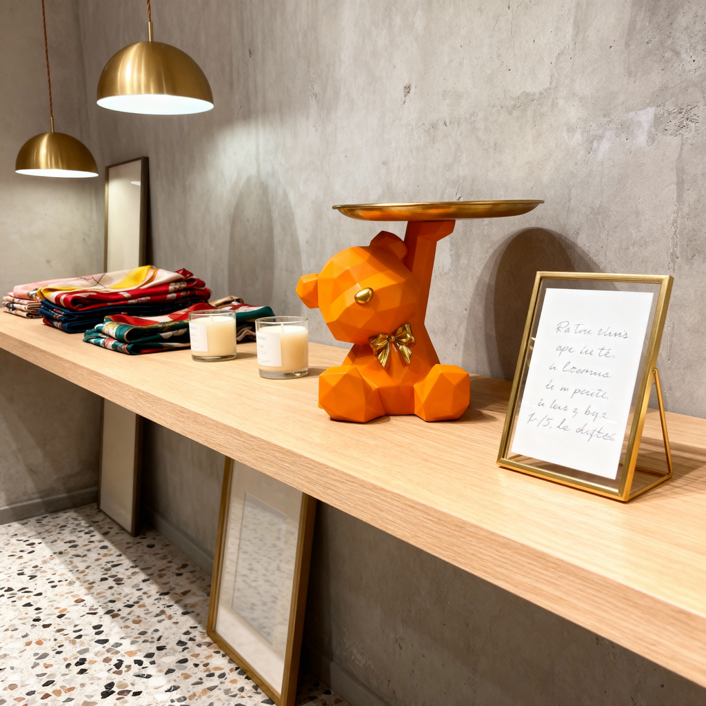 Plateau de Rangement Élégant – Motif Ours Géométrique