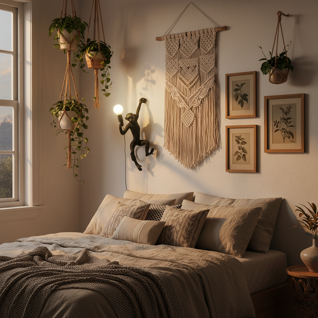 Applique Murale en Résine – Forme Singe, Style Décoratif