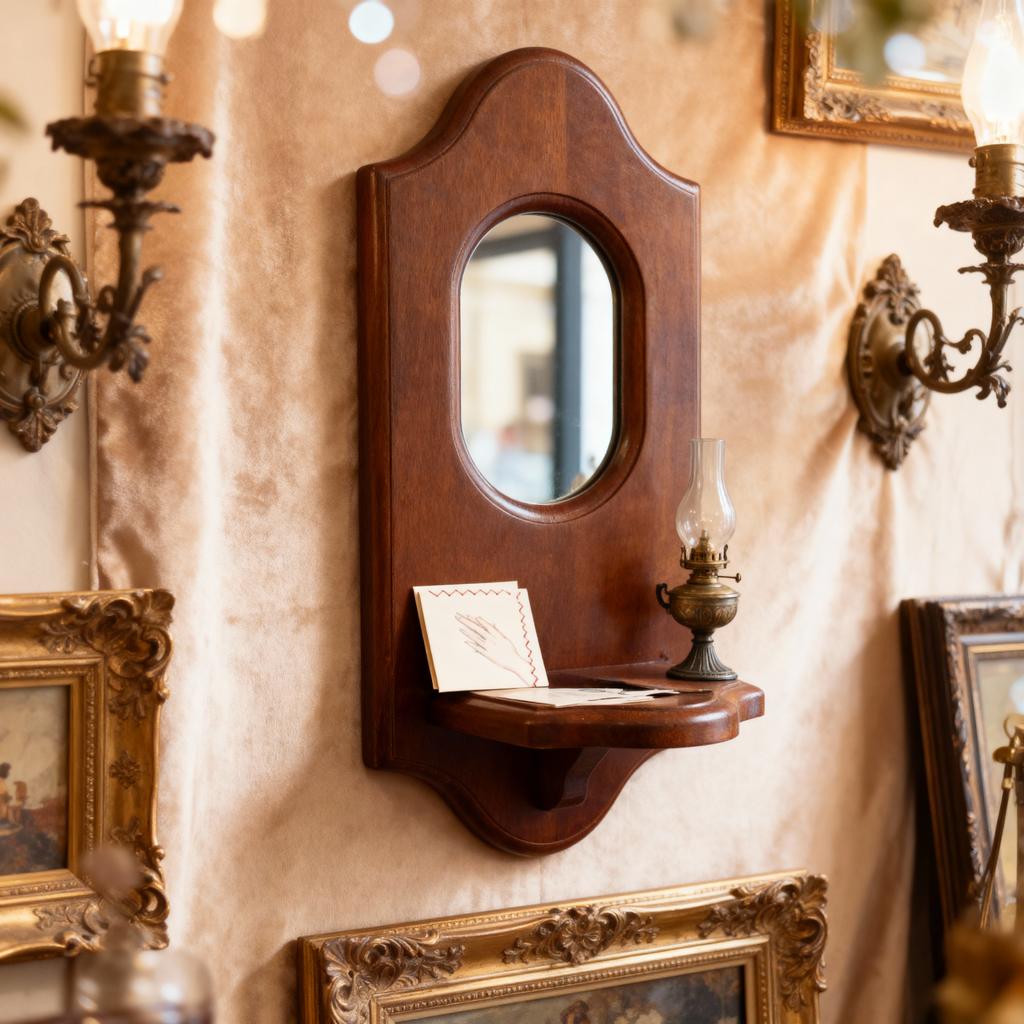 Miroir Mural Vintage Multifonctionnel avec Étagère