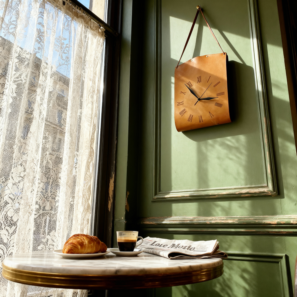 Montre Murale avec Sangle en Simili Cuir – Chiffres Romains