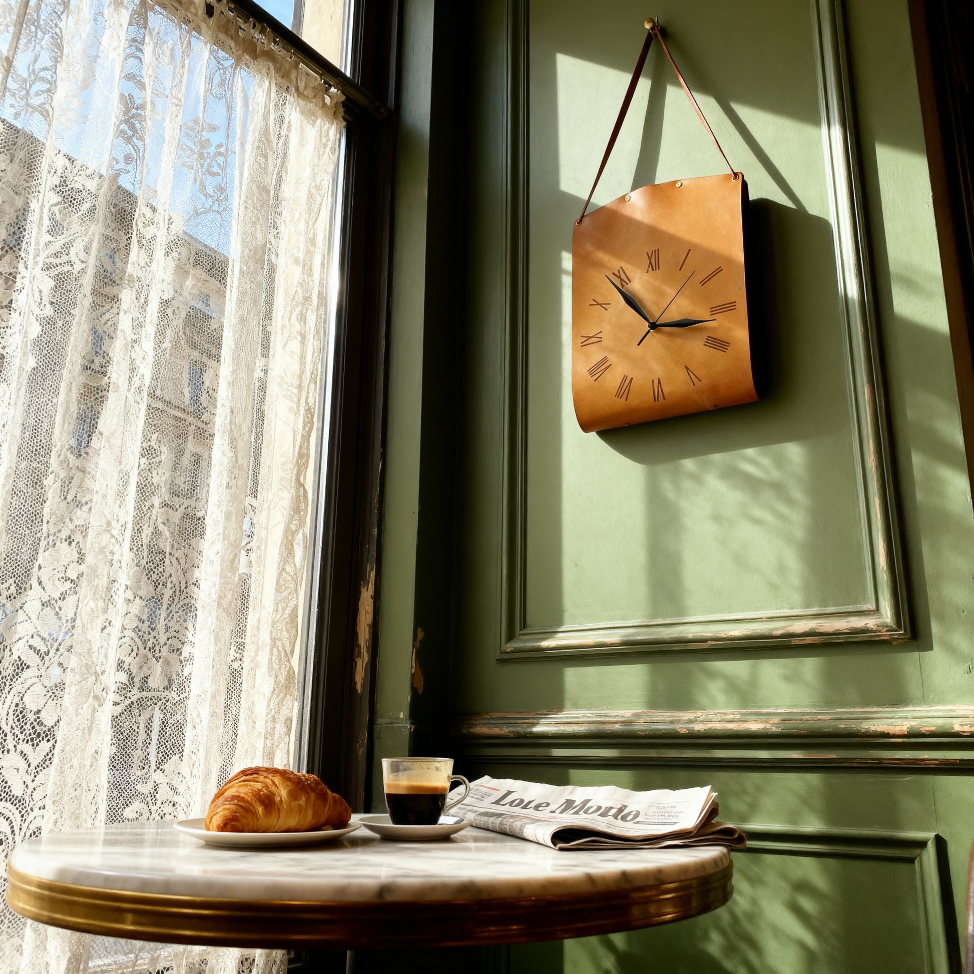 Montre Murale avec Sangle en Simili Cuir – Chiffres Romains