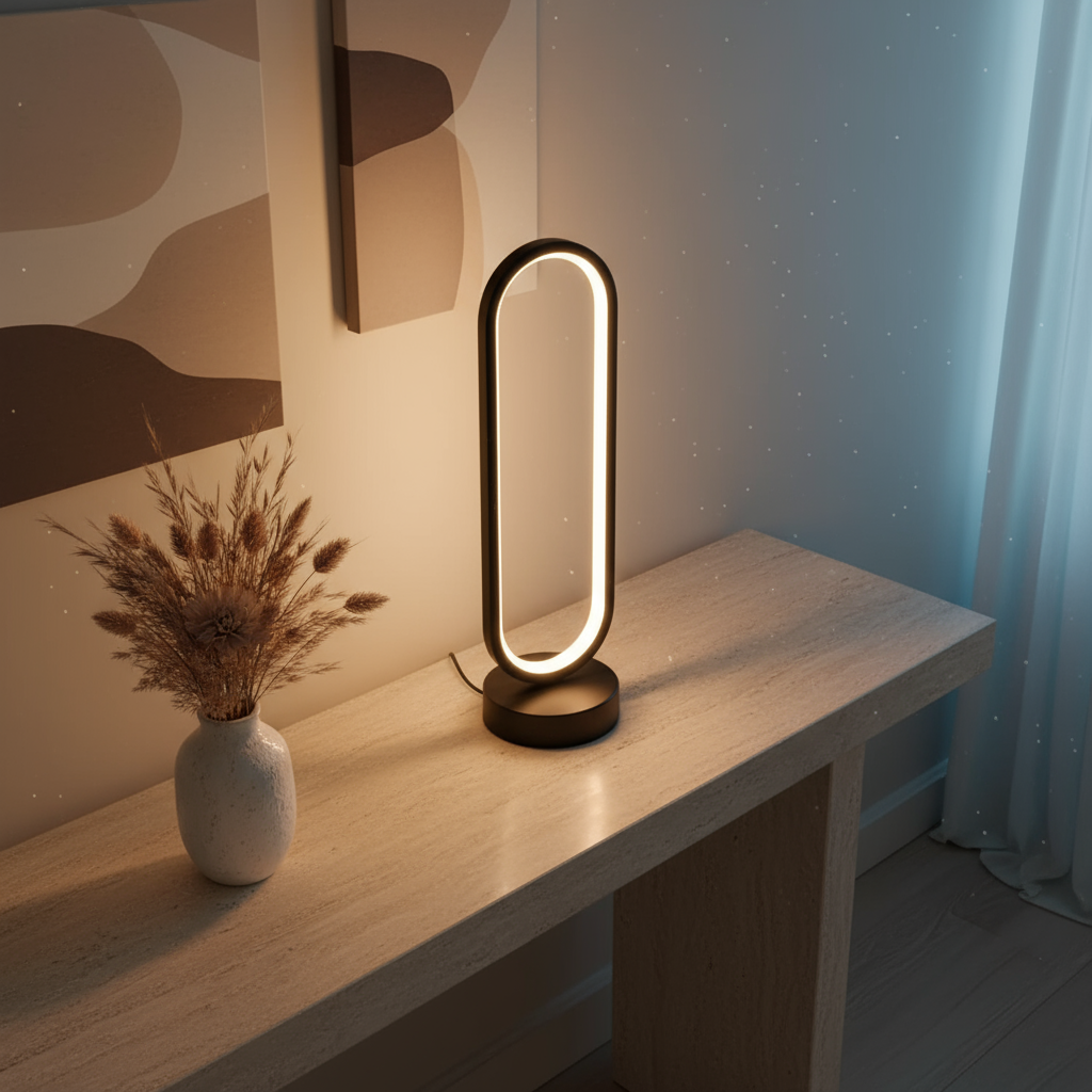 Lampe de Table LED Moderne Noire – Alimentation USB