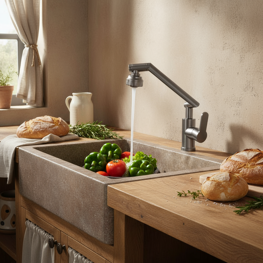 Robinet Mitigeur de Cuisine à Double Jet Métal
