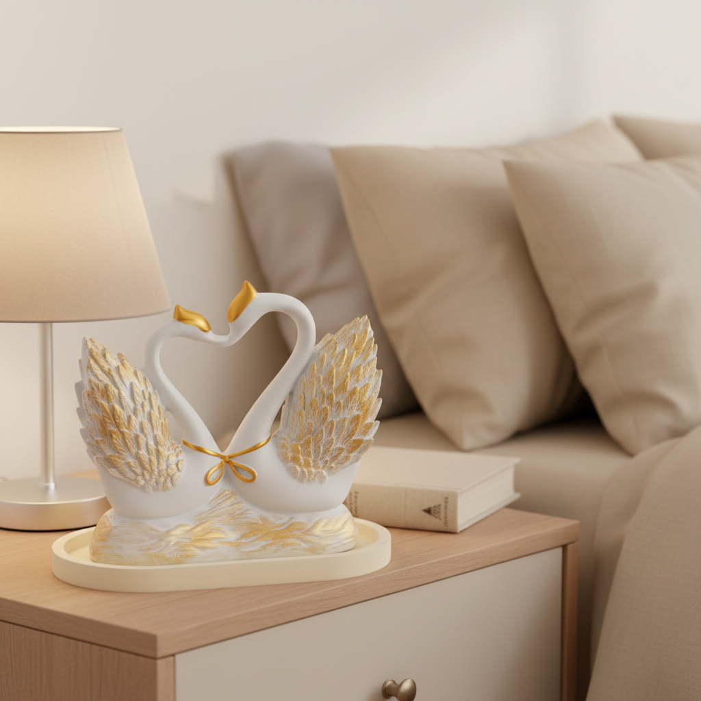 Ornement Homme de Cygne en Forme de Cœur