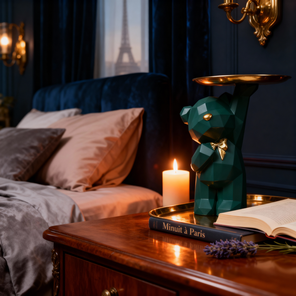 Plateau de Rangement Élégant – Motif Ours Géométrique