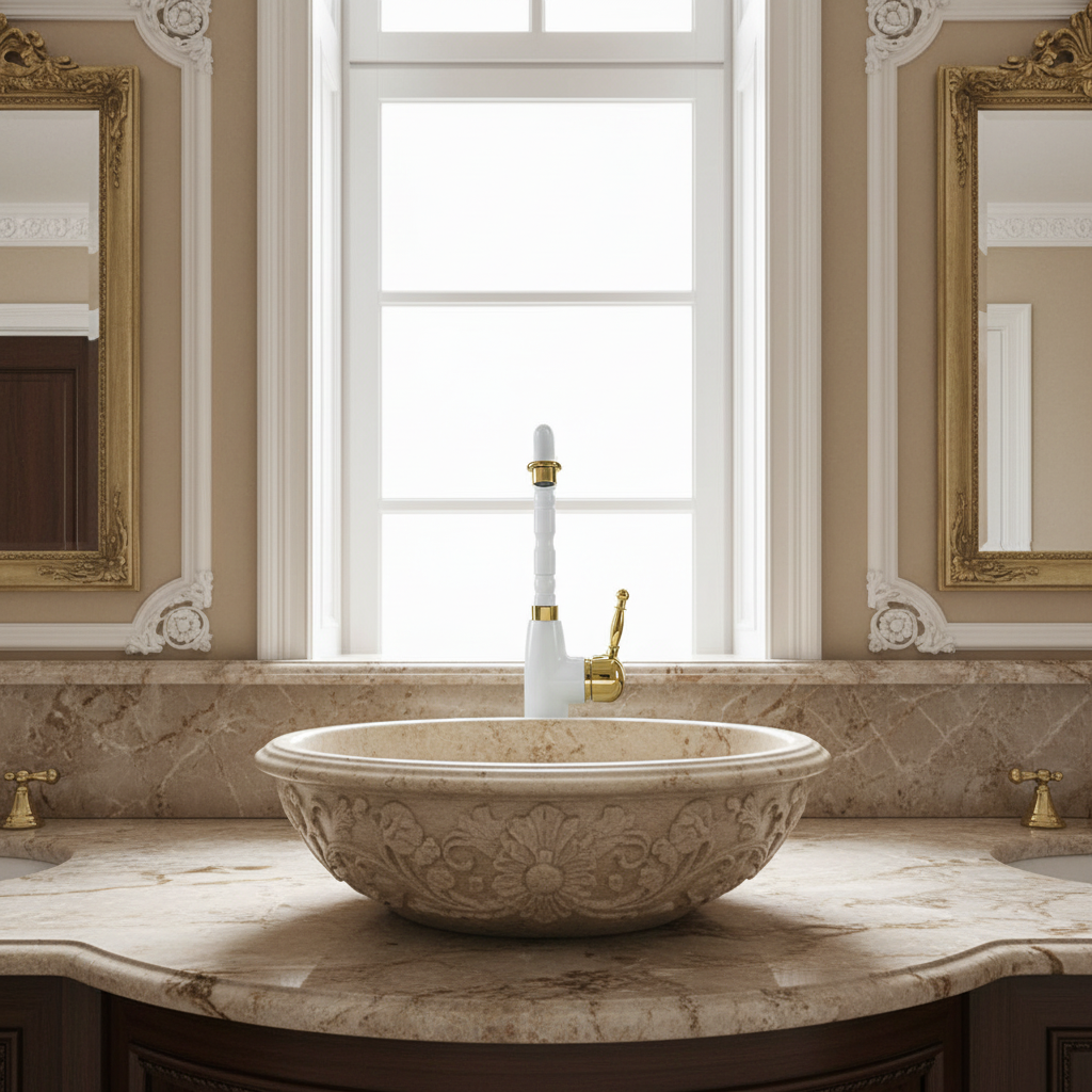 Mitigeur de Cuisine Blanc et Doré