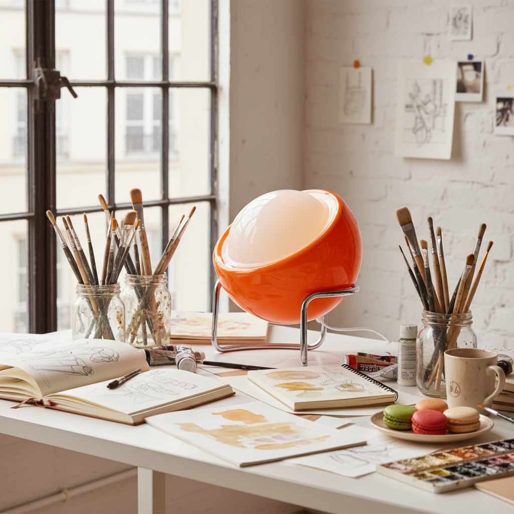 Lampe de Table en Verre Style Bauhaus – Orange ou Jaune