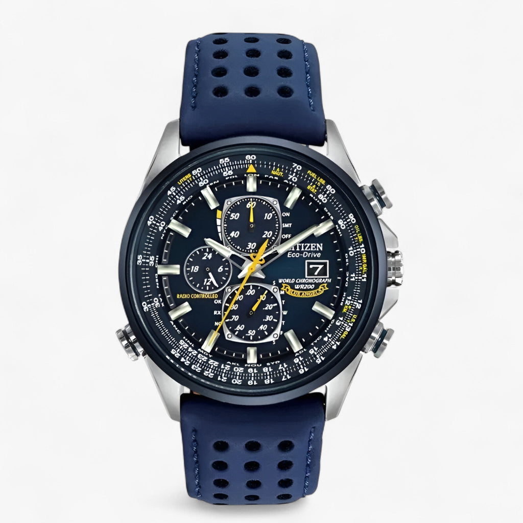 Montre Chronographe Homme MultiSteel 42mm, Acier Argent avec Cadran Bleu Élégant