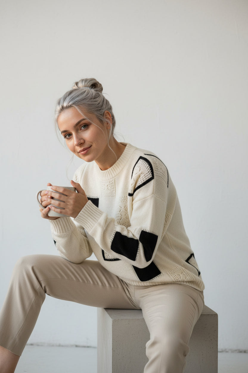 Pull Femme d'Automne Moderne Denim