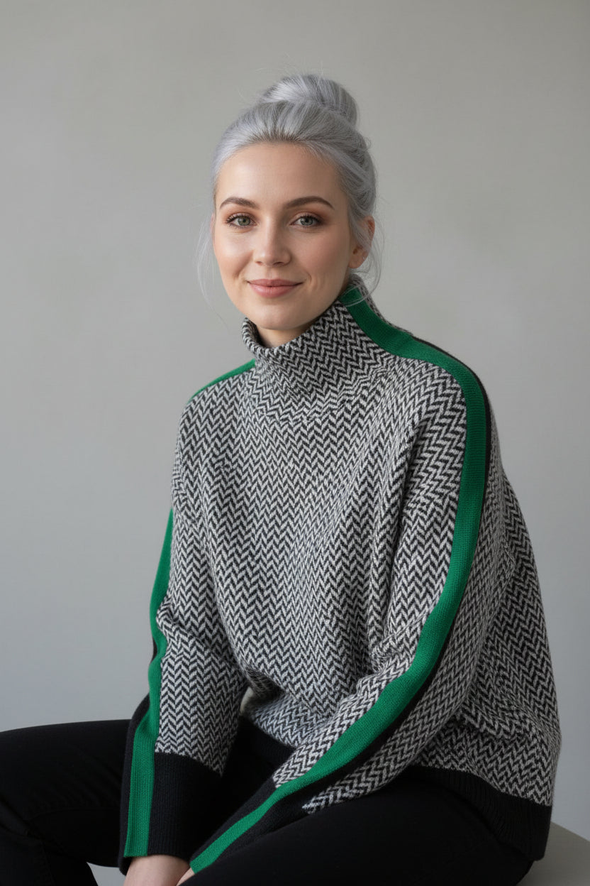 Damenpullover mit Polyester-Streifen Modischer eleganter Büro-Stil