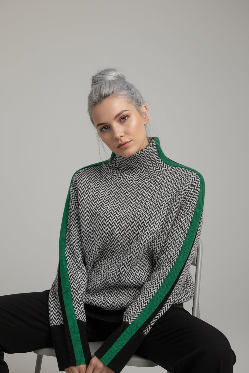 Damenpullover mit Polyester-Streifen Modischer eleganter Büro-Stil