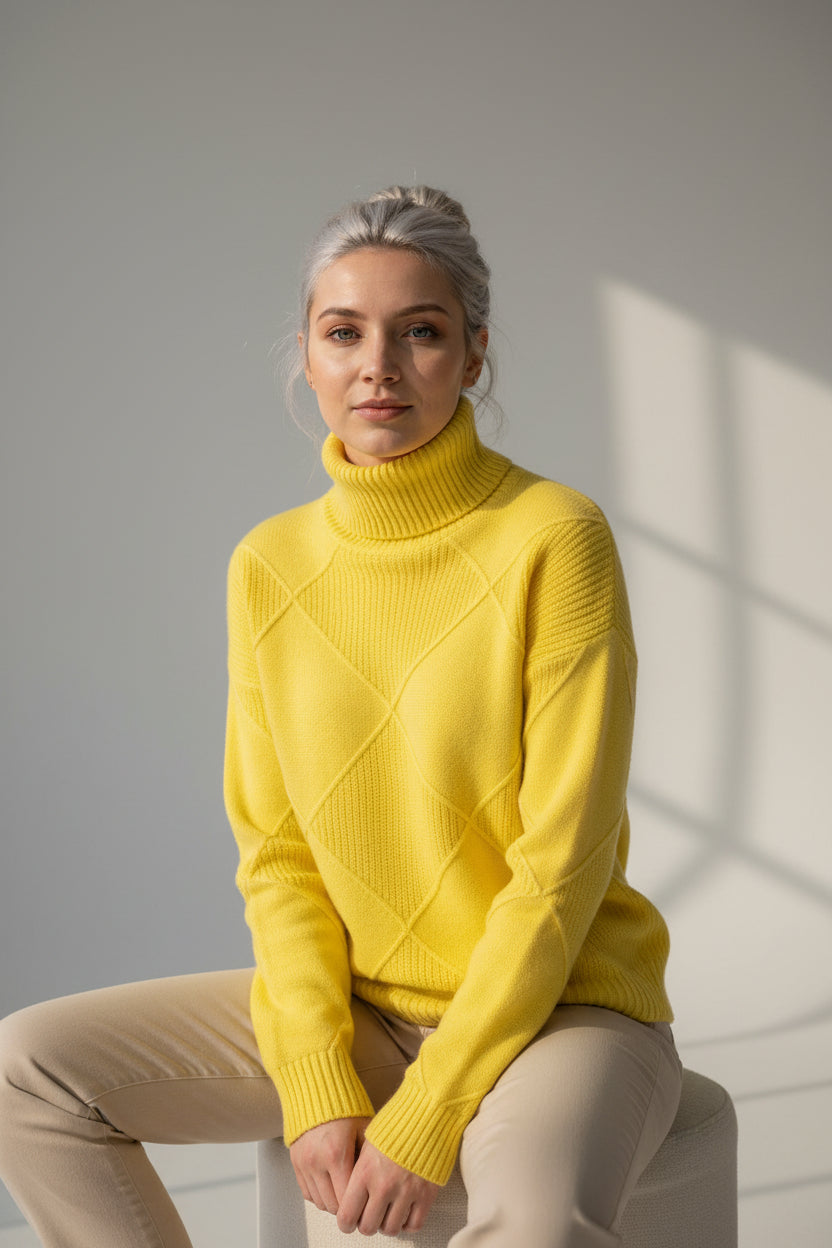 Pull Femme Col Roulé Confortable Garde-Robe Féminine