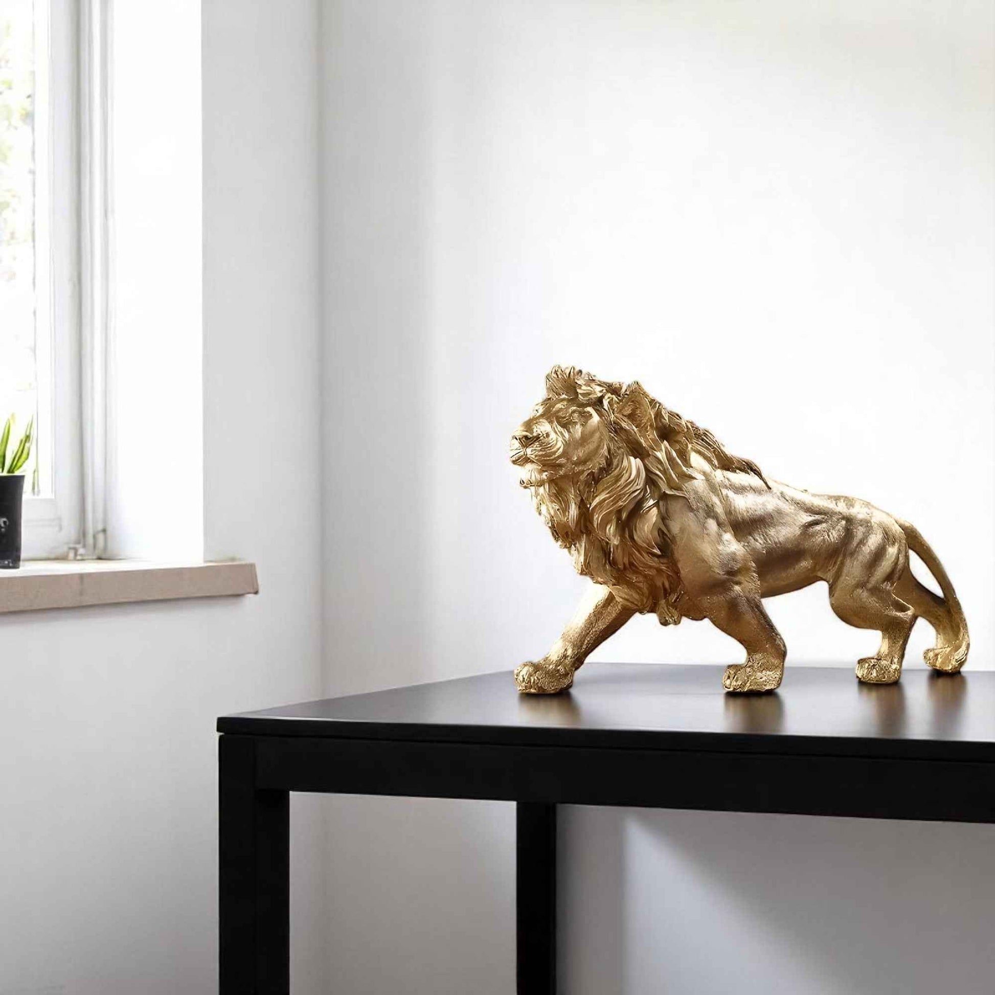 Statues et figurines : Statue Lion Résine Décoration Maison Luxe - Élégante Statue Lion Décoration Luxe dans de Marche Lino