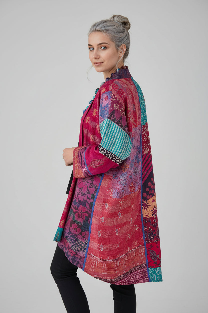 Cardigan Femme Élégeant Col Montant Coton