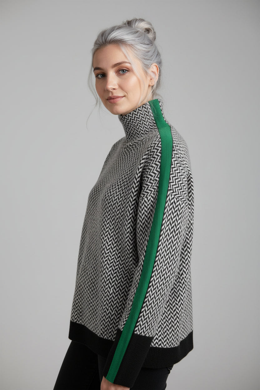 Damenpullover mit Polyester-Streifen Modischer eleganter Büro-Stil