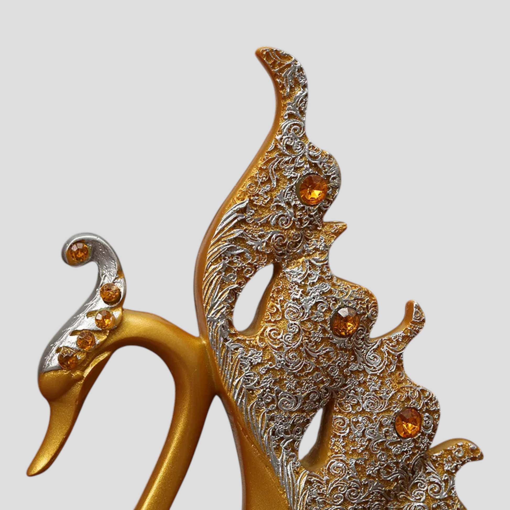 Statuette Décorative en Résine – Couple de Cygnes Élégant