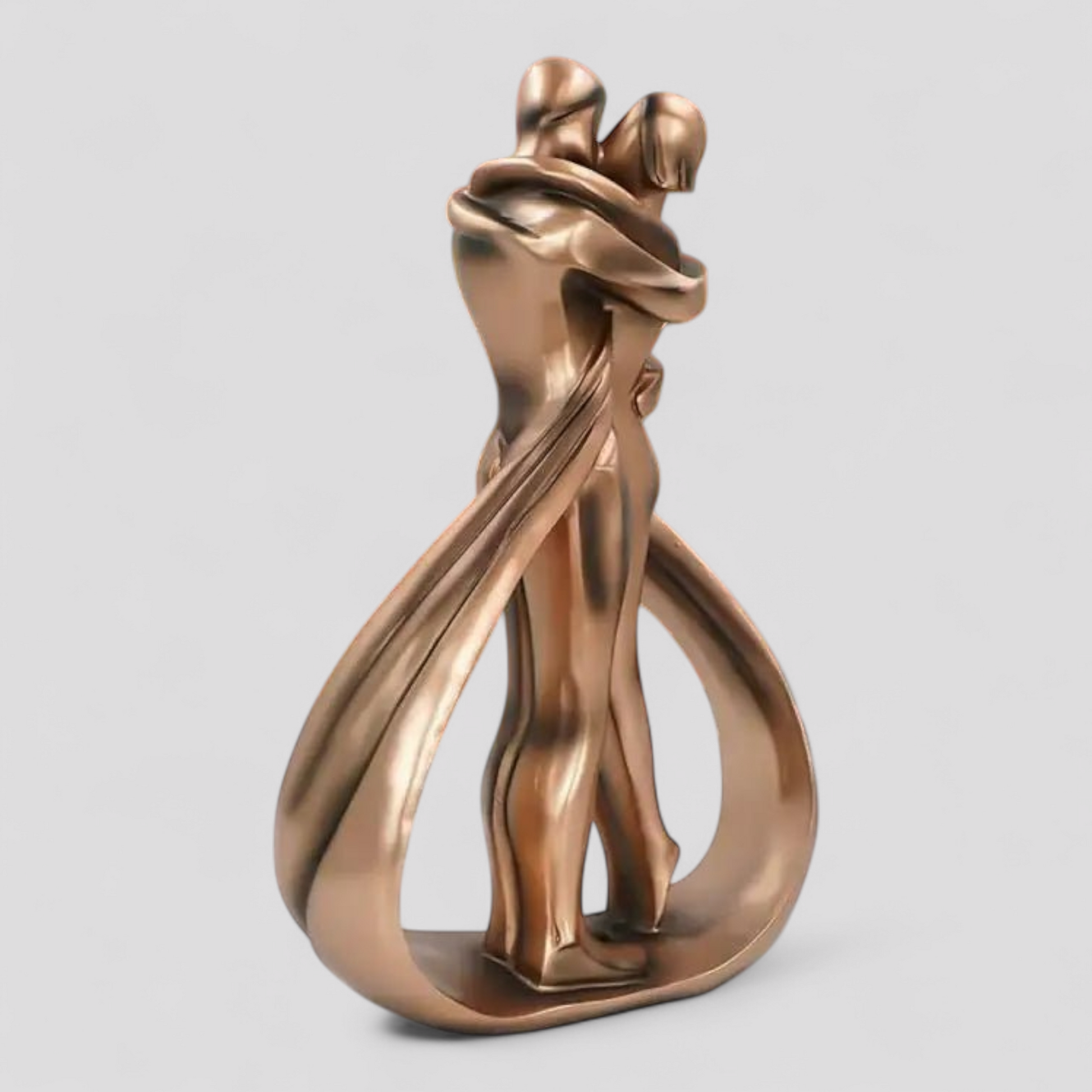 Statue Moderne en Résine Effet Bronze – Couple Enlacé 25 cm – Décoration Romantique