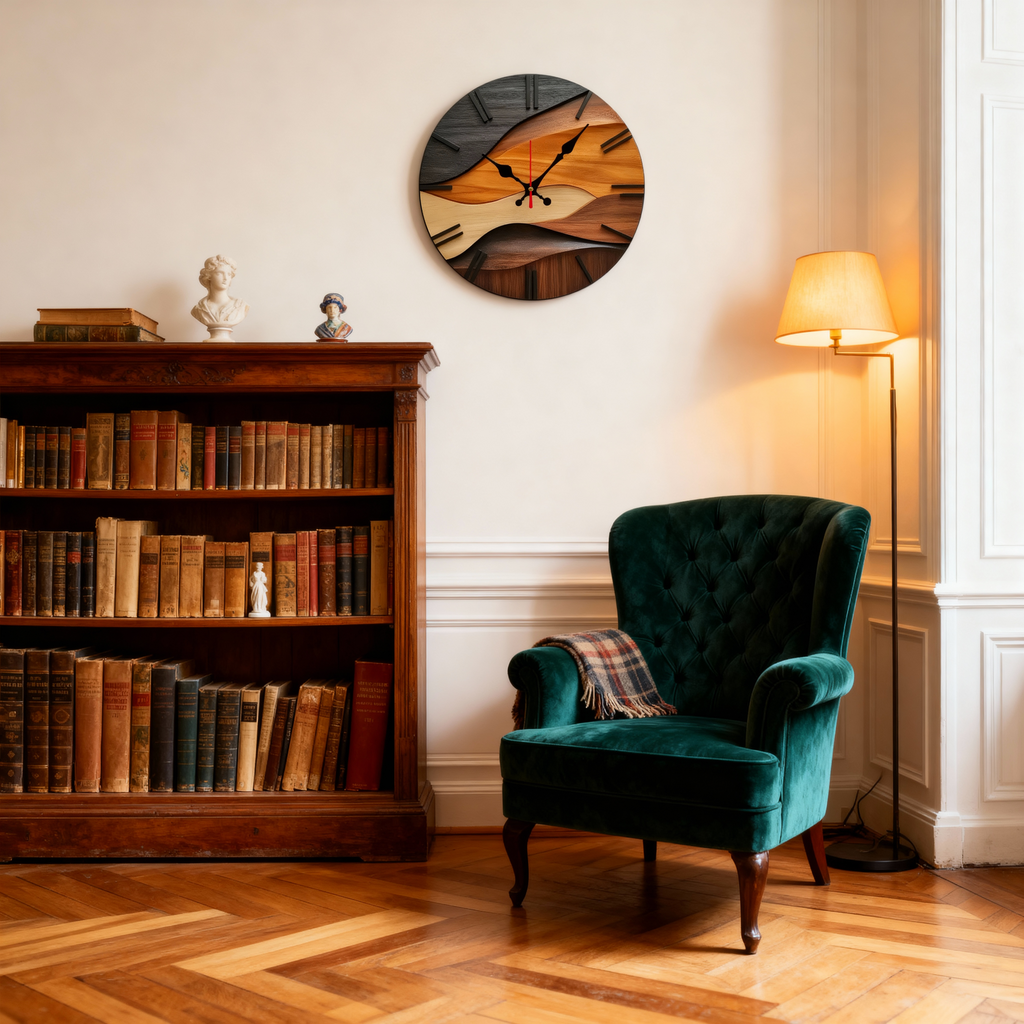 Watch Murale en Bois – Forme Ronde, Style Moderne