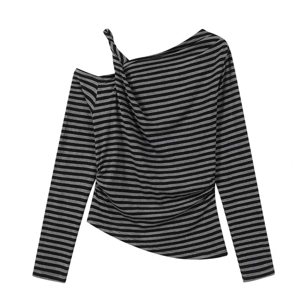 Tee Shirt Femme Manches Longues Slim Rayé