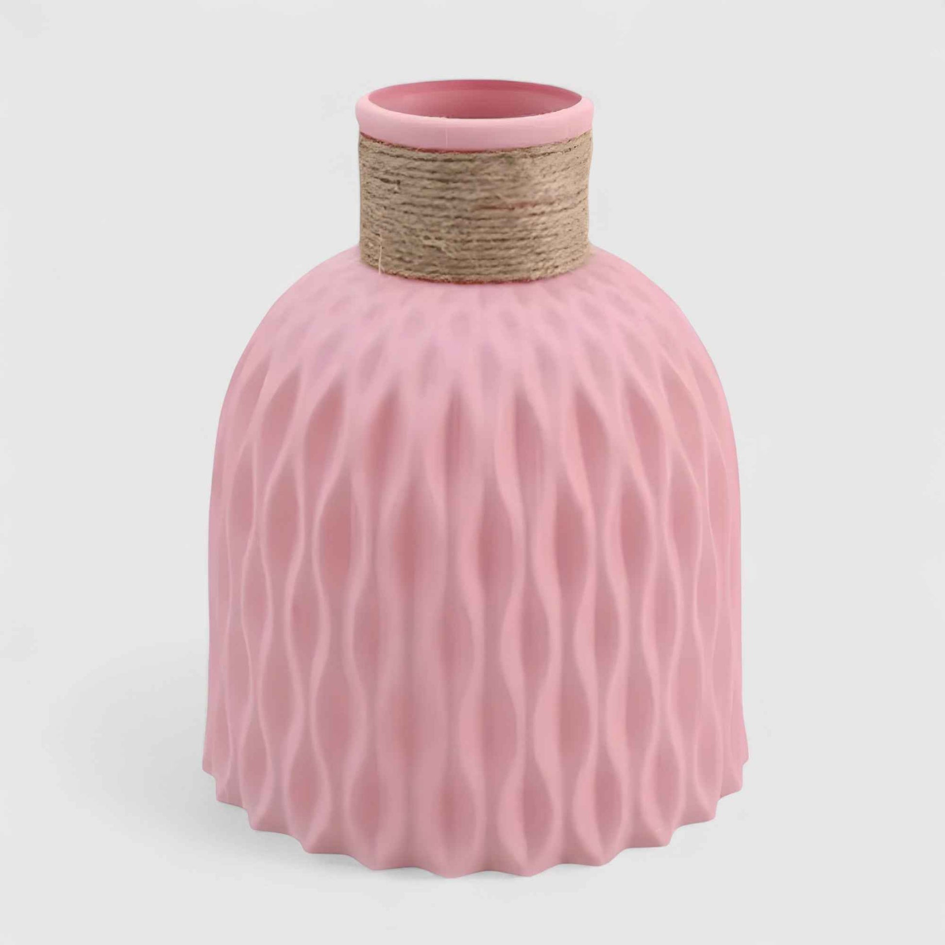 Vases : Vase Décoratif en Plastique Tressé Élégant dans Rose de Marche Lino